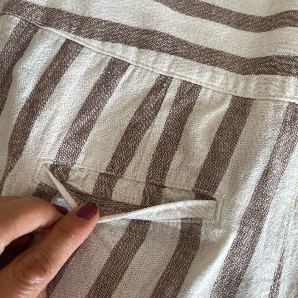 Anthropologie Beige and White Striped Pants - Picture 6 of 13